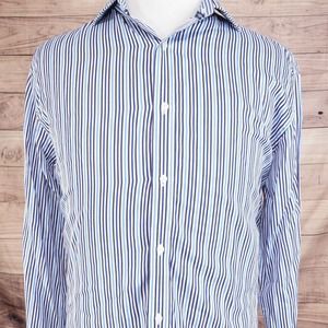 BOBBY JONES LONG SLEEVE BLUE STRIPED BUTTON DOWN SHIRT MENS SIZE L LARGE